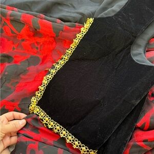 Elegant Black and Red fabric with Gold Trim